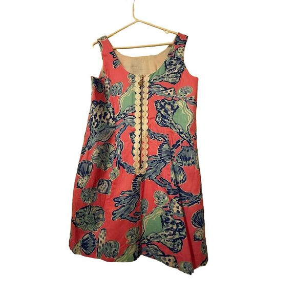 Lilly Pulitzer Cathy Shift Dress Pink Blue Sea Shells Lace Sleeveless Summer - Picture 2 of 6